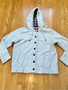 Carhartt Womens Marengo Sweatshirt Button Front Heather Gray Hood 100708-278